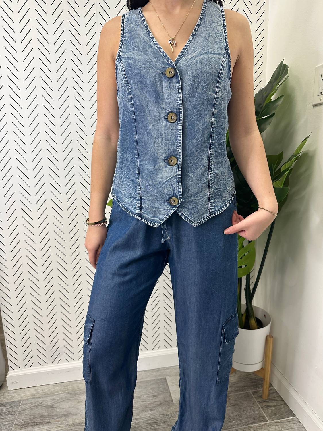 Red Haute - Denim Cargo Pant