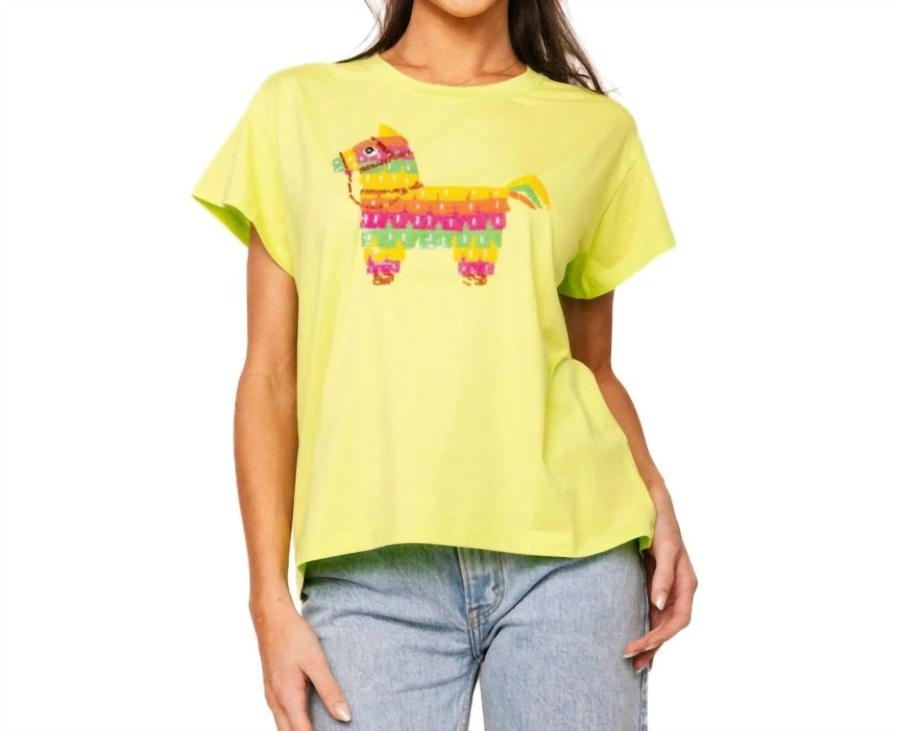 QUEEN OF SPARKLES Piñata Crewneck Tee in green - women's t-shirt