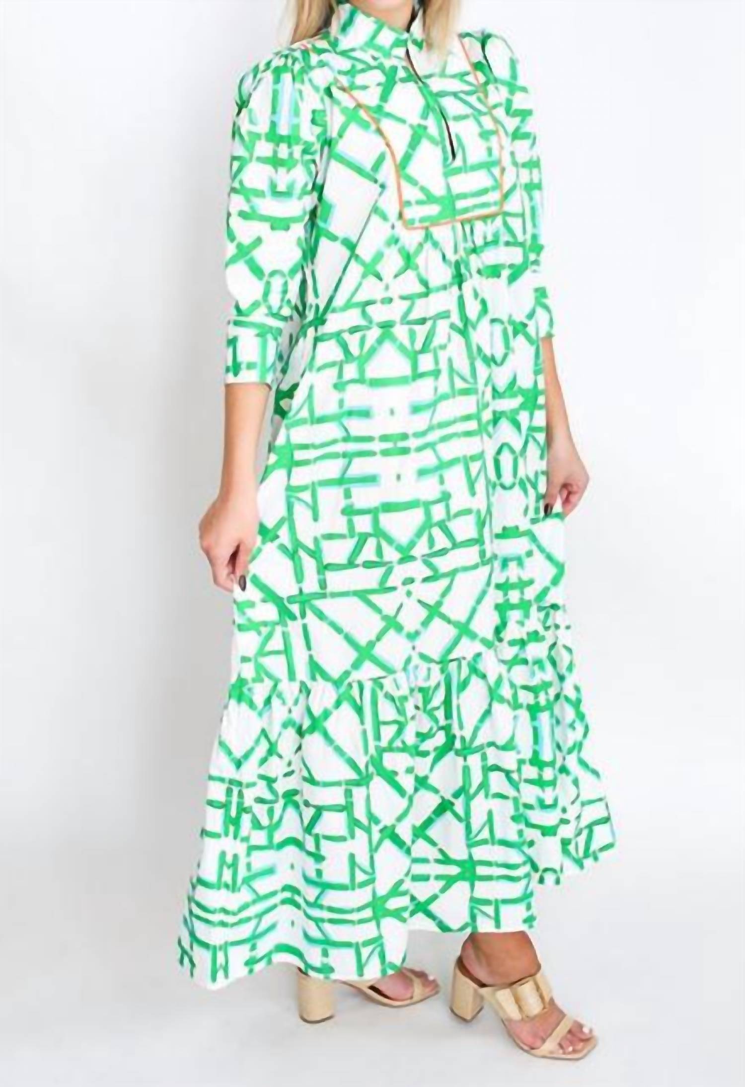 House Of Mbr - Emerald Trellis Pippa Dress Long
