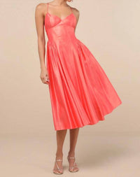 Lulus Paride Shiny Gathered Lace-up Midi Dress in coral - women's dress