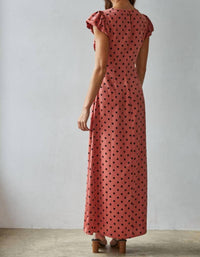 By Together Eleine Dotted Dress in dusty red - women's dress - detail view