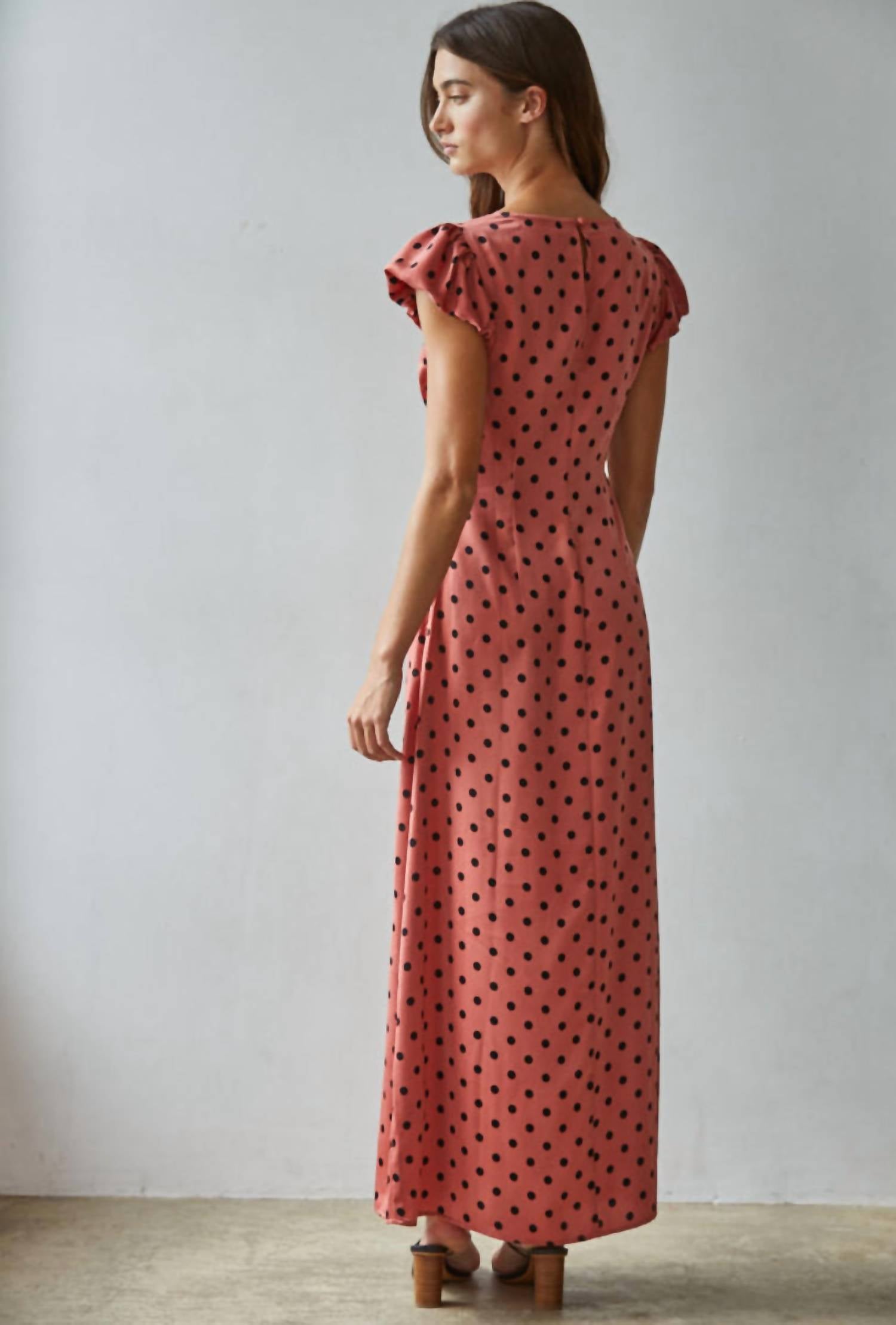 By Together Eleine Dotted Dress in dusty red - women's dress - alternate view