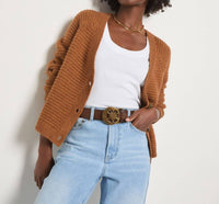 Seventy Eight and Sunny Meadow V-neck Cardigan in sea grass - women's cardigan - alternate view