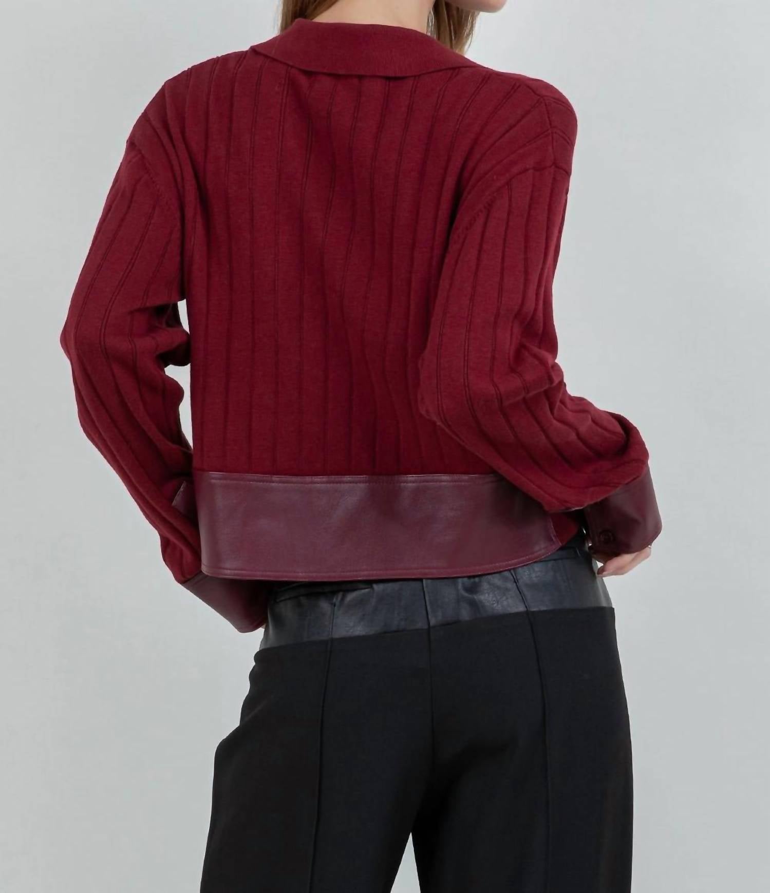 Whiteroom+Cactus - Contrast Knitted Long Sleeve Sweater
