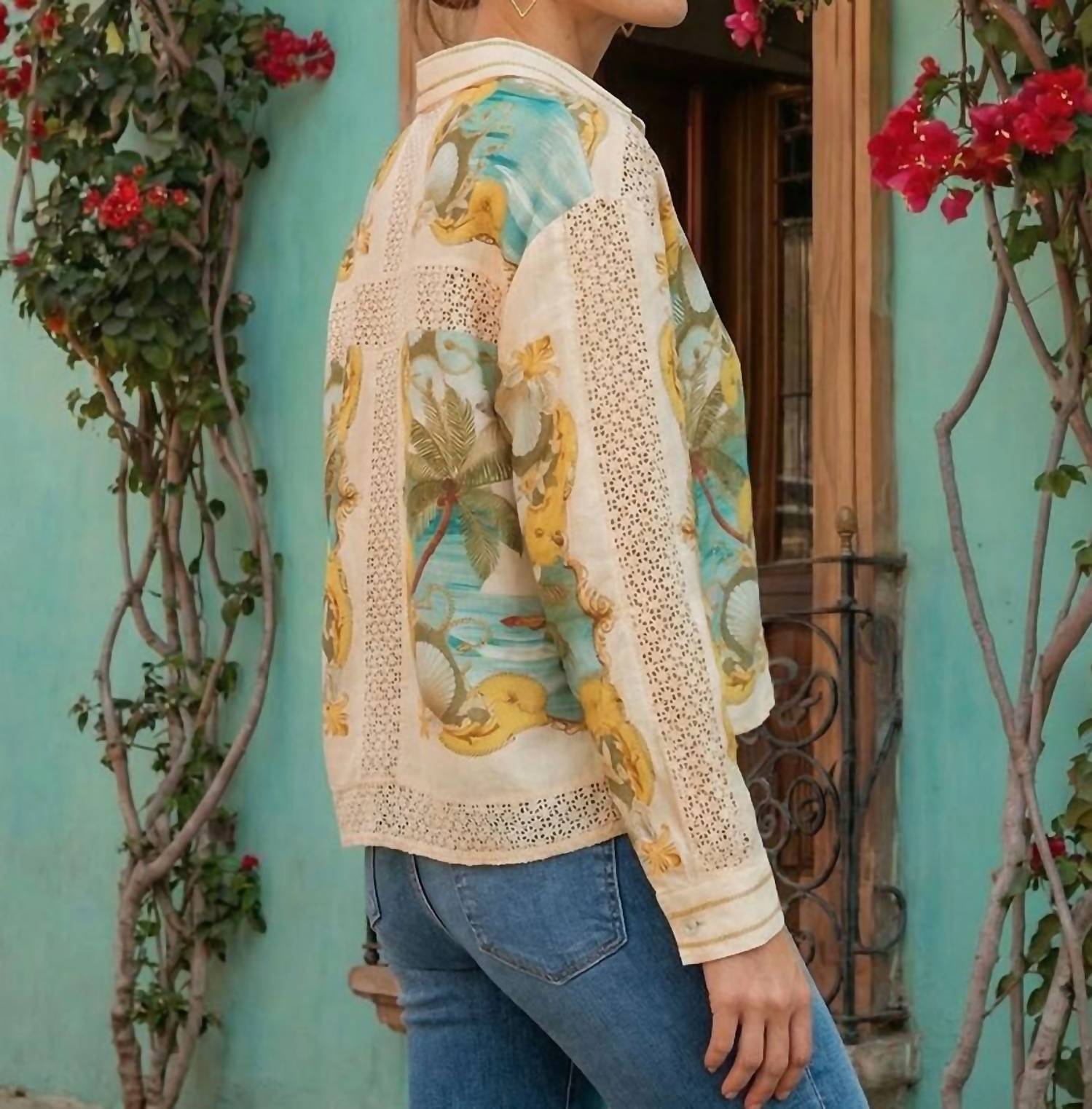 Farm Rio - Royal Sea Crochet Blouse