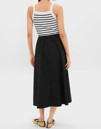Moon River - Black Striped Midi Dress