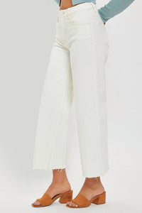 RISEN High Rise Tummy Control Crop Wide Leg Pants in cream - women's pants - alternate view