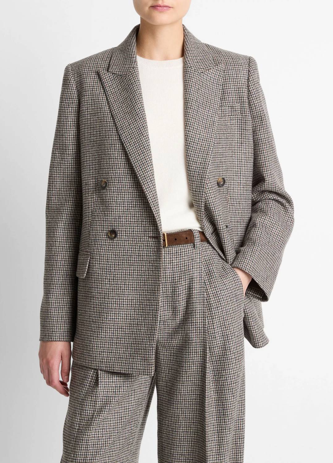 Vince - Plaid Wool-blend Double-breasted Blazer