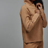 7Diamonds Zoe Half-zip Hoodie in camel - women's top - detail view