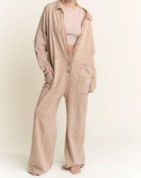 J.Her - Mineralwash Button Down Collar Onesie Jumpsuit
