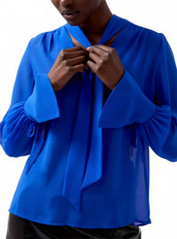 French Connection - Eden Long Sleeve Tie Neck Top
