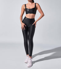 HEROINE SPORT High-waisted Metallic Marvel Legging in onyx - women's pants