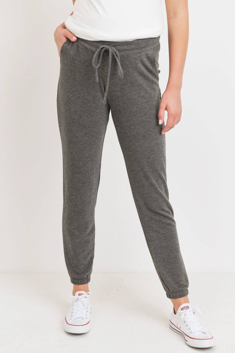 Two-Tone Brushed Terry Maternity Sweatpants
