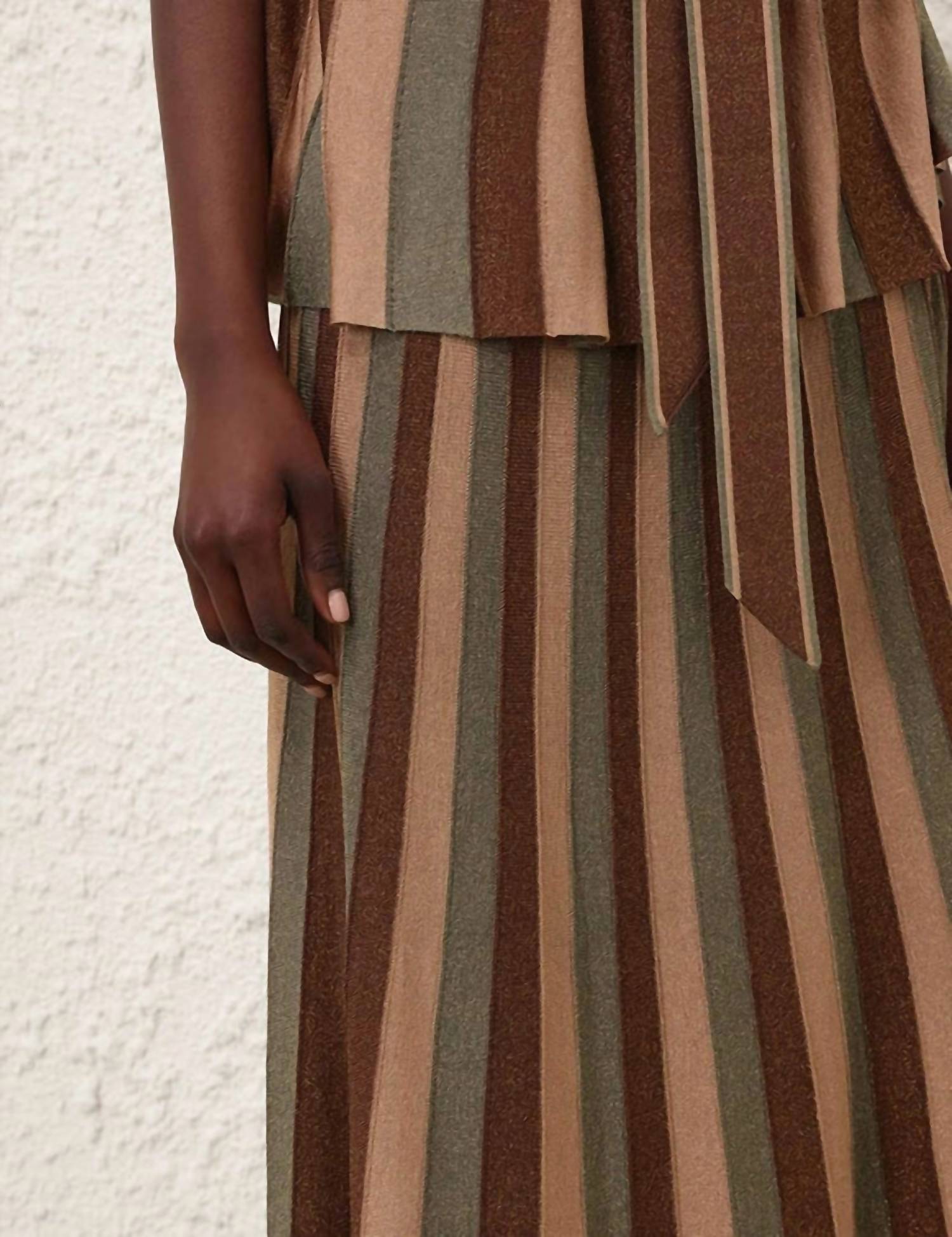 Zimmermann Hypnotic Midi Skirt in metallic green stripe - women's skirt - view 4