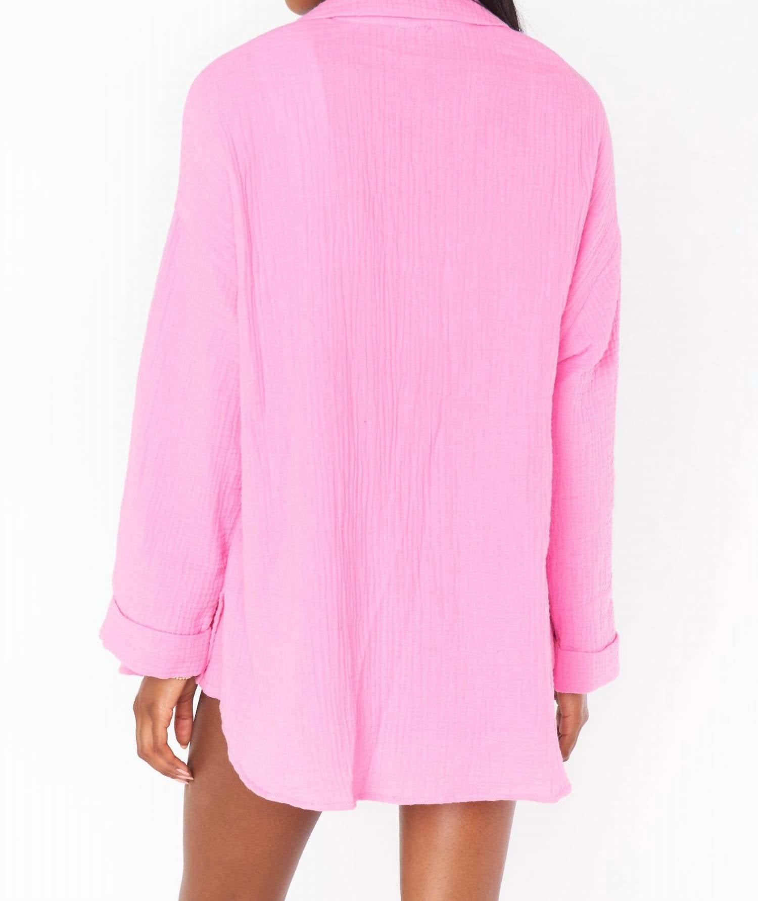 Show Me Your Mumu Weekday Button Up Top in bubblegum - women's shirt - alternate view