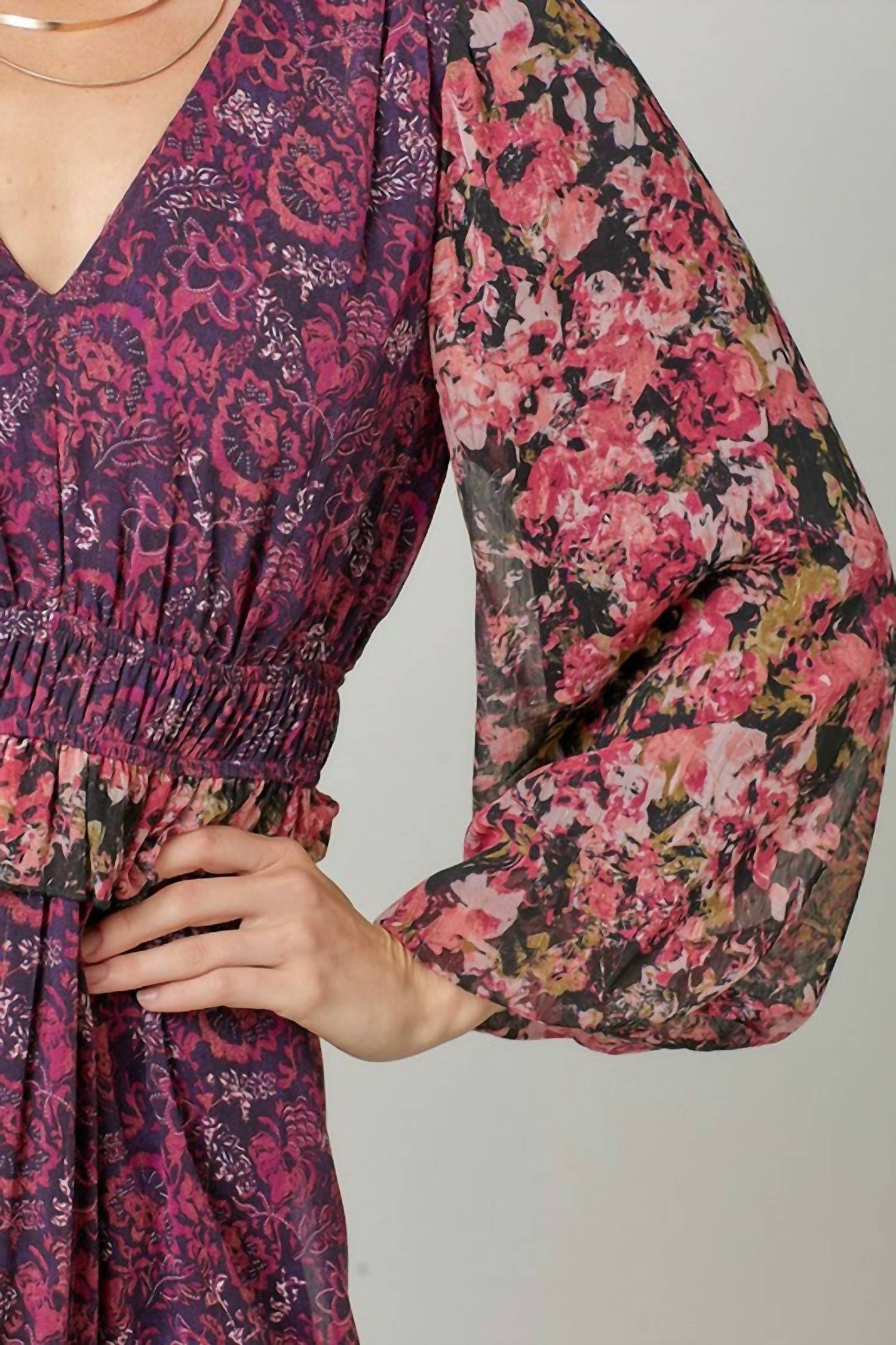 mystree Floral Fix Midi Dress in burgundy - women's dress - view 7