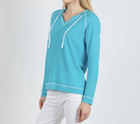 Elliott Lauren - Waffle Stitch V-Neck Hoodie
