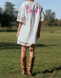 Davi & Dani - Angel Printed Dotted Mesh Layered Dress