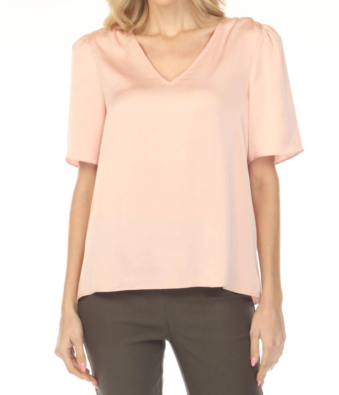 Joseph Ribkoff - V-neck Puff Sleeve Satin Top