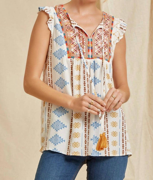 Aztec Flutter Sleeve Tank