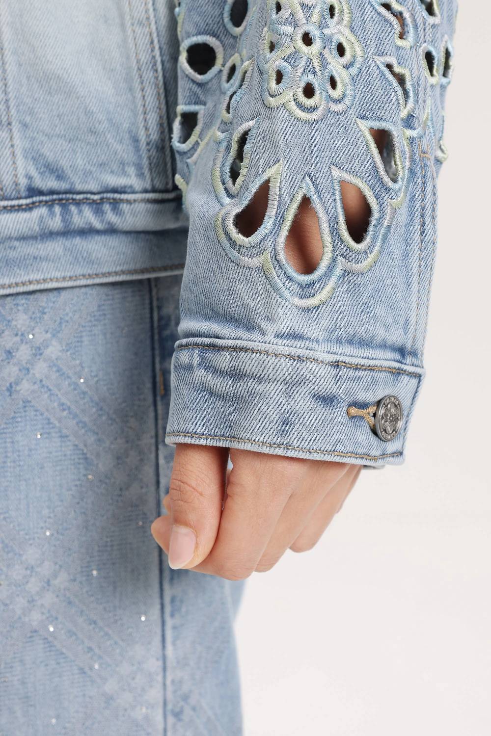 Bayeas - Gaia Eyelet Detail Long Sleeve Denim Jacket