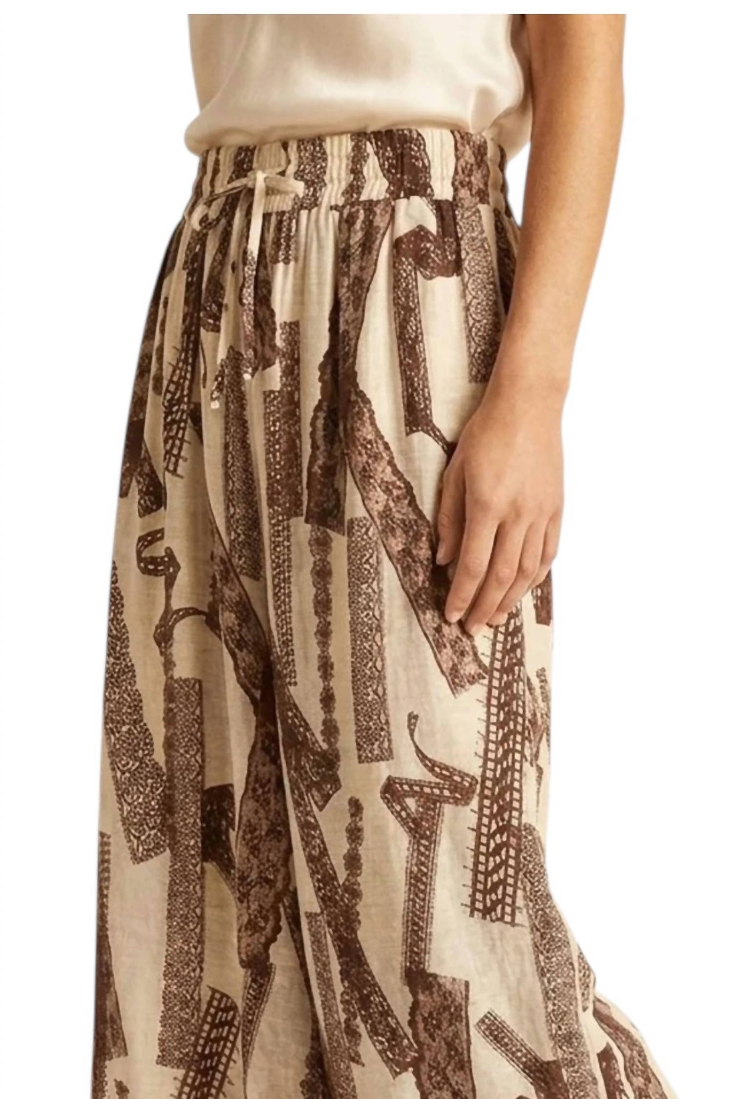 Q2 - Women's Wide Leg Printed Palazzo Pants