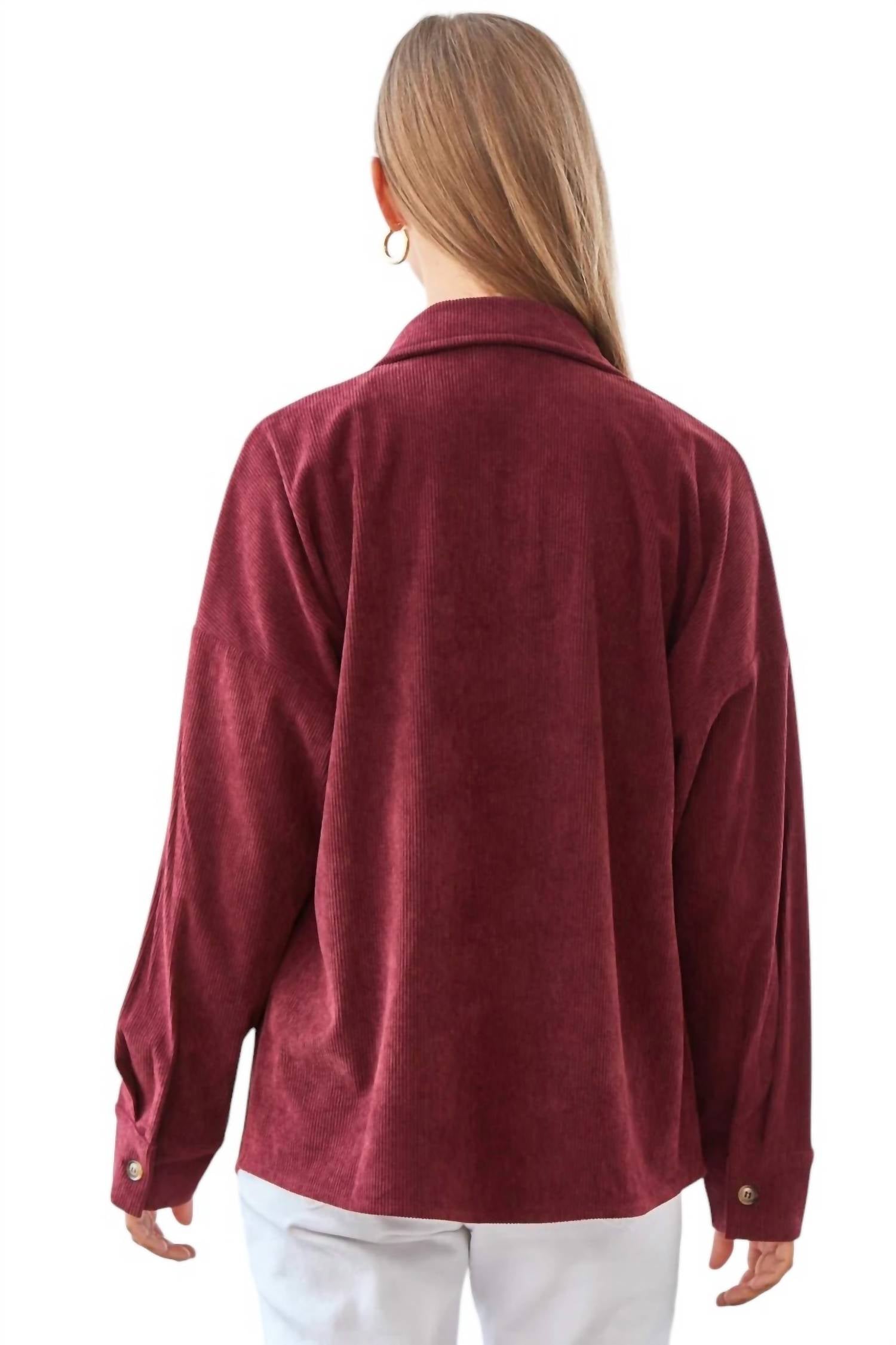 Andree By Unit - We Go Together Corduroy Button Down Top