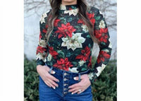 Sterling Kreek - Meet Me Under The Poinsettia Mesh Top
