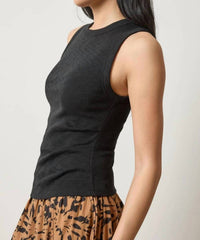 Lilla P - Rib Slub Side Pleat Tank Top