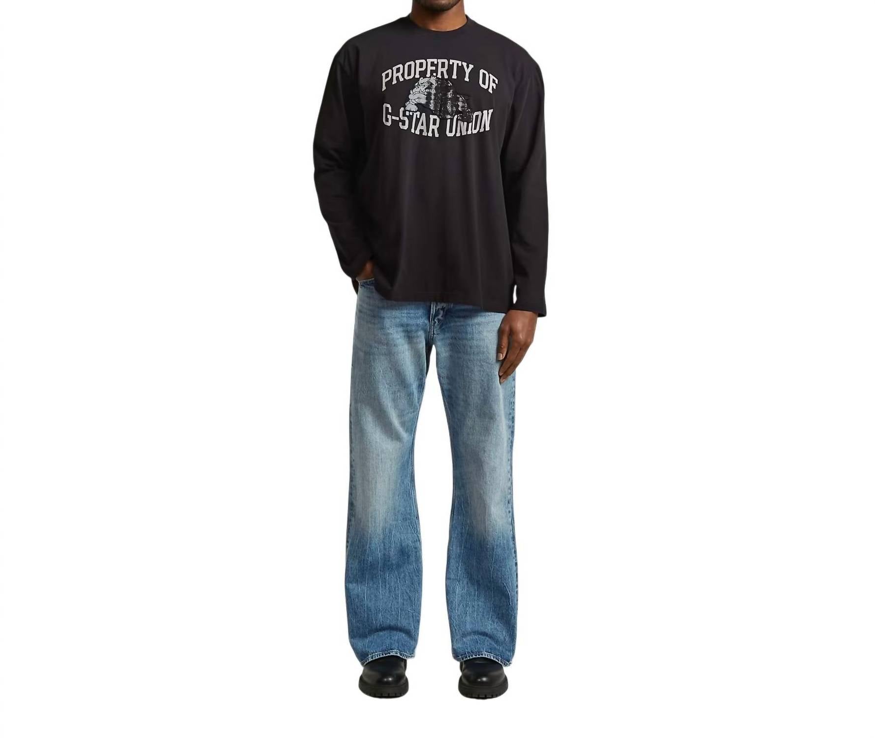 G-Star Sunfaded Bulldog Long Sleeve Graphic T-shirt in black - men's long sleeve top - view 4