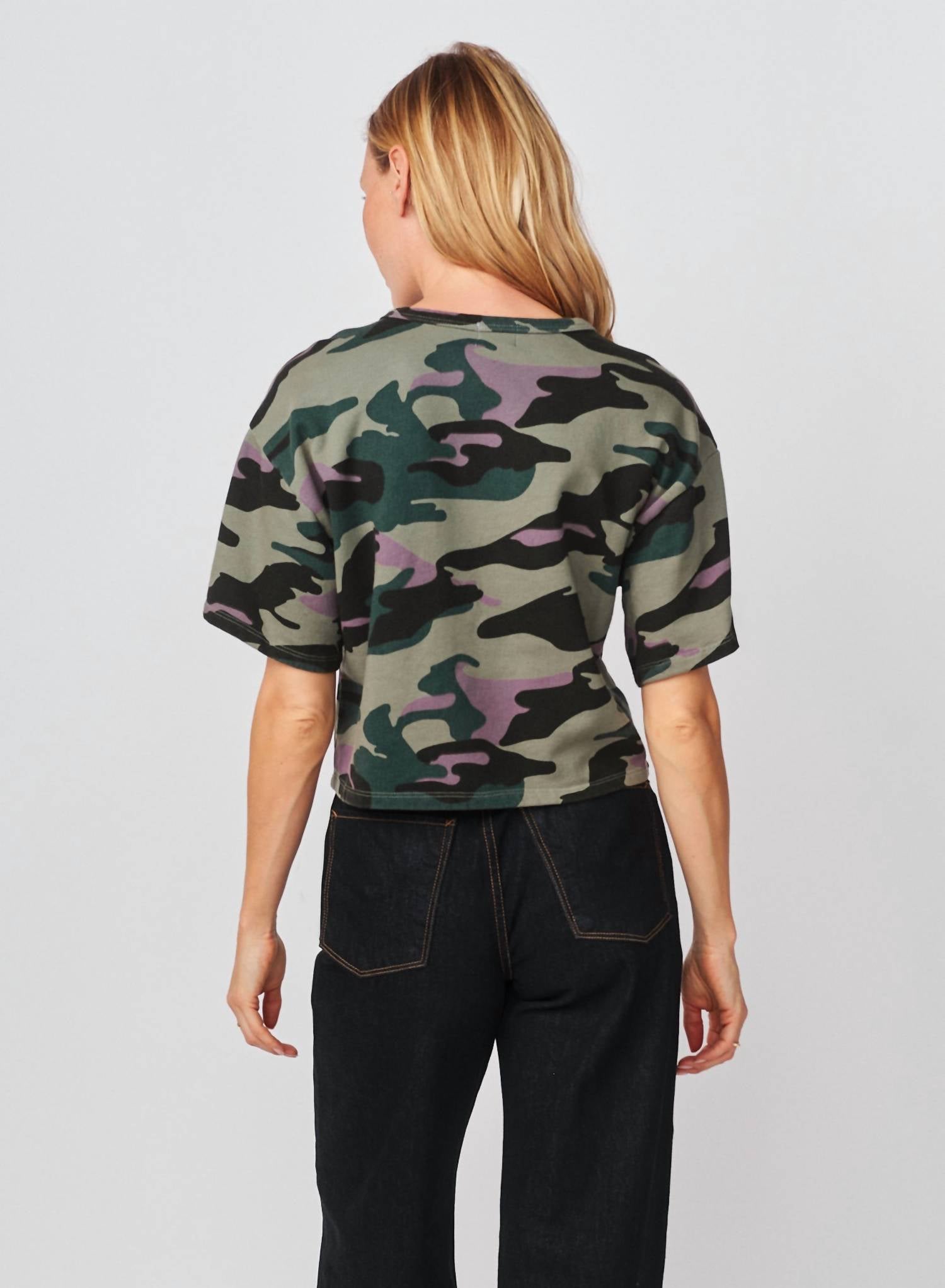 Sundry Cropped Sweatshirt Tee in signature green - women's t-shirt - alternate view