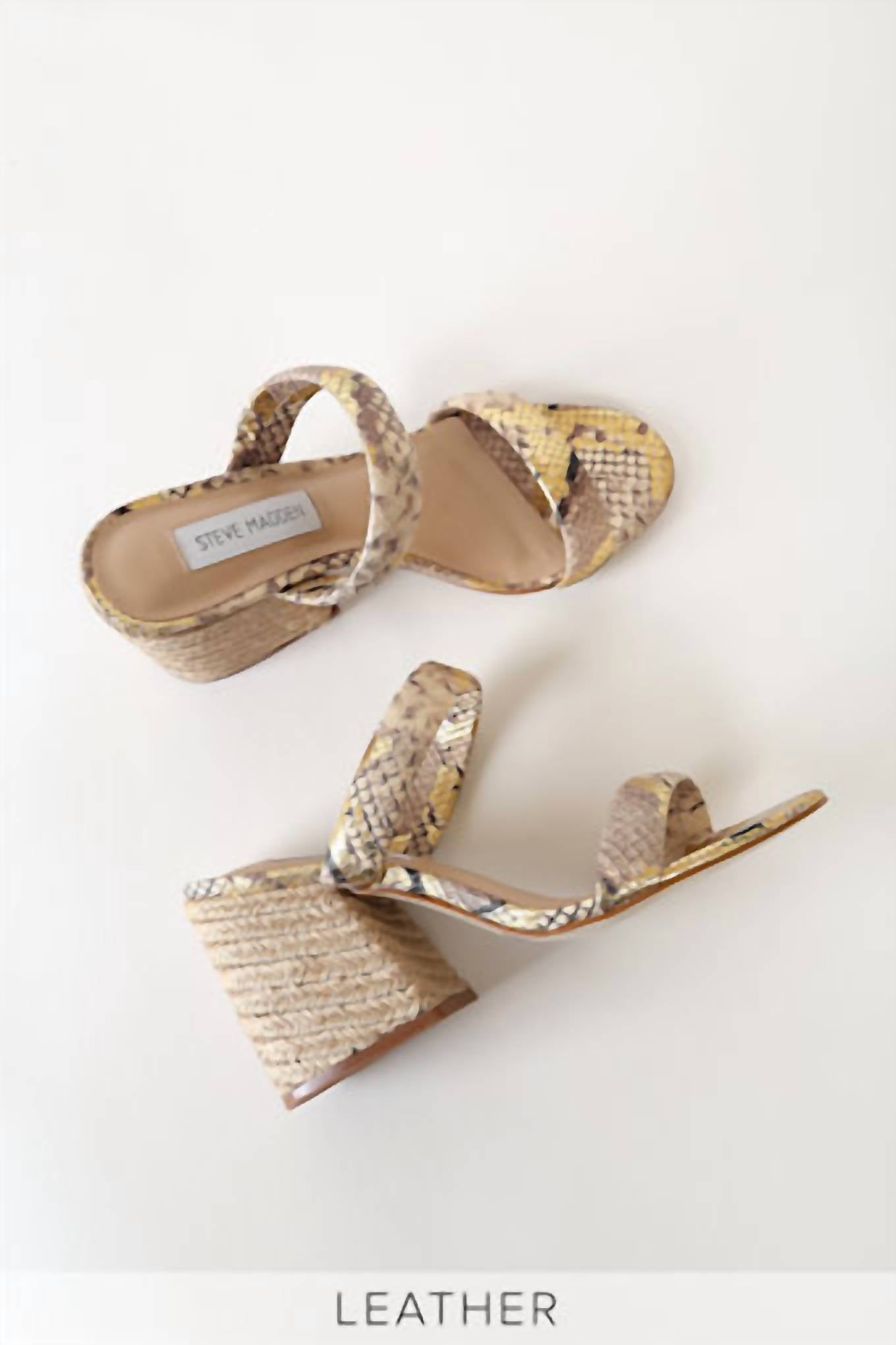 STEVE MADDEN Women's 2 Strap Block Heel Sandal in snake - women's sandal - alternate view