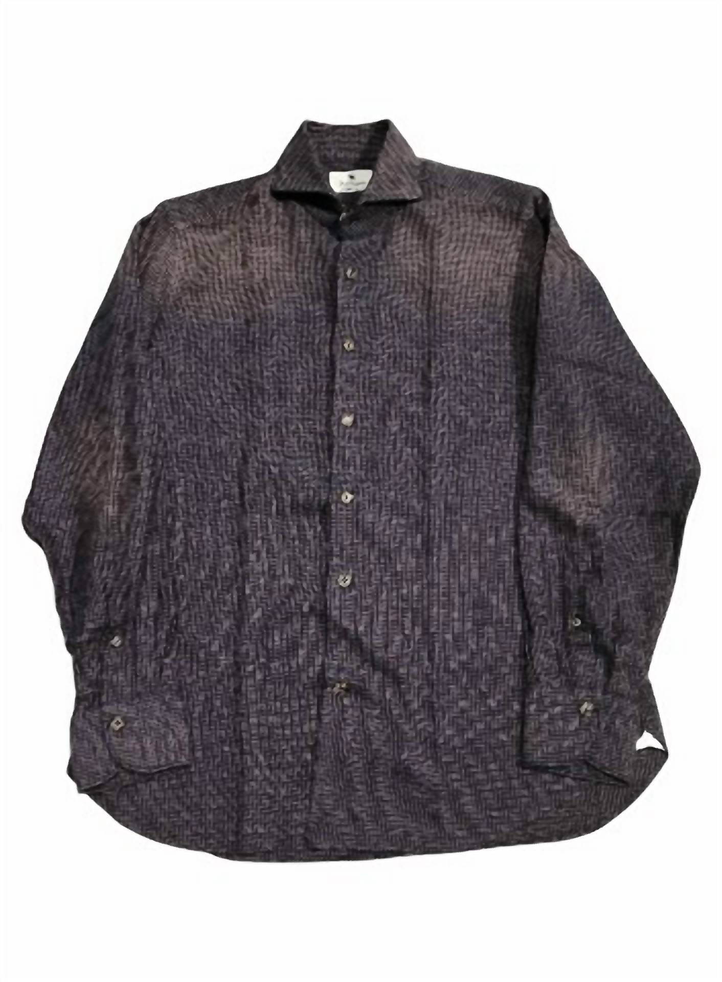 Giannetto Portofino Men's Button Down Shirt in purple - men's shirt - detail view