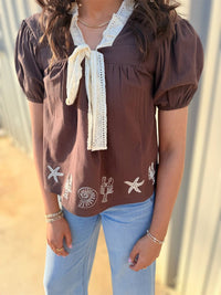 Bailey Rose - Women's Sea Life Bow Top