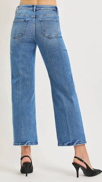 Risen - High Rise Tummy Control Full Length Straight Jeans