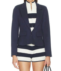 Central Park West Chelsea Rugby Stripe Dickey Jacket in navy - women's jacket