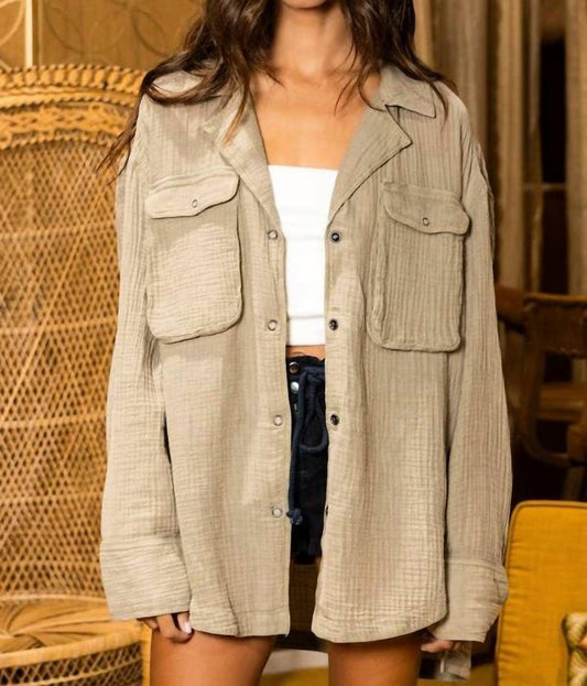 Bucketlist - Textured Gauze Utility Button-down Shirt