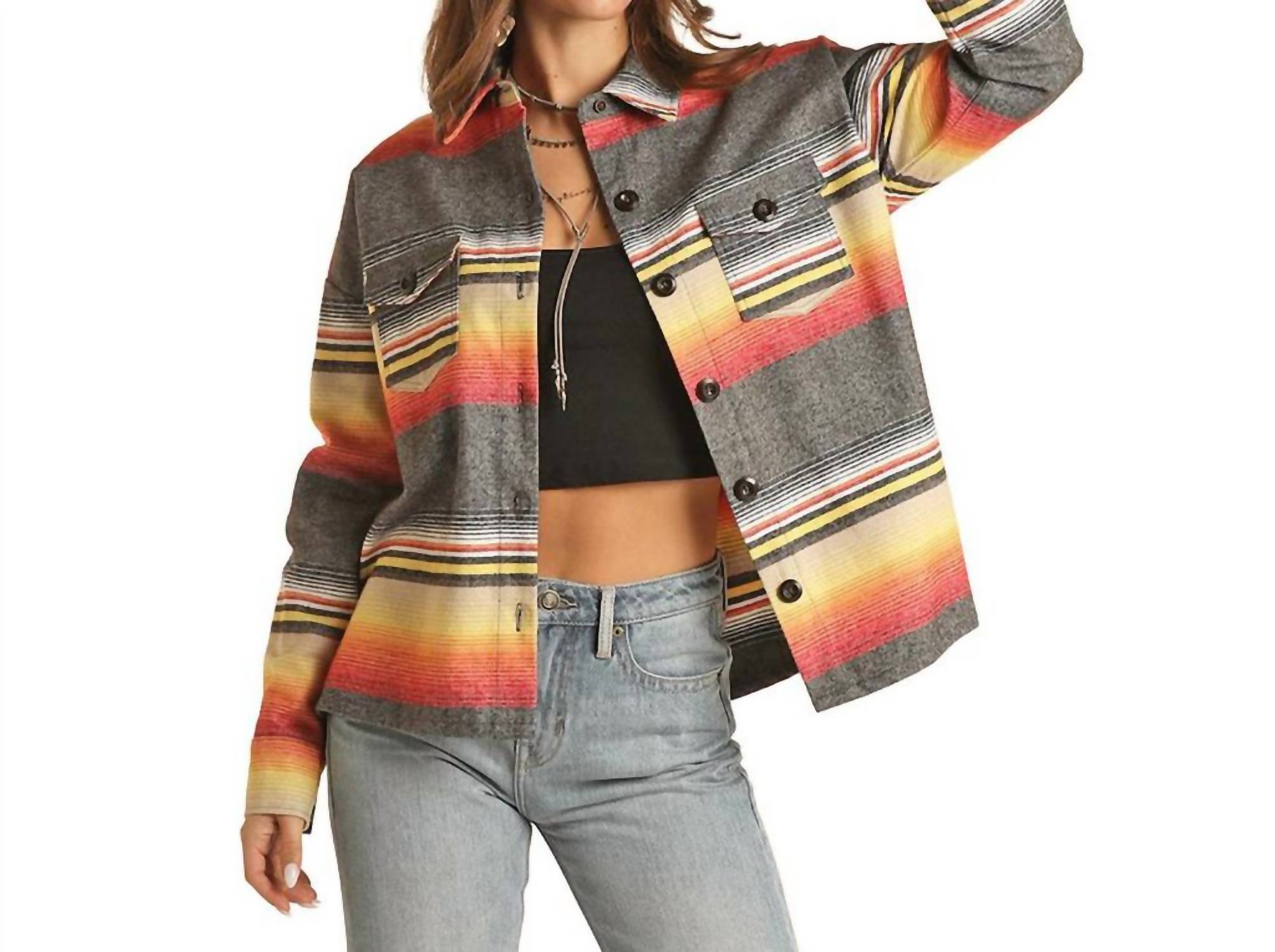 Rock & Roll Denim - Native Style Stripped Shacket