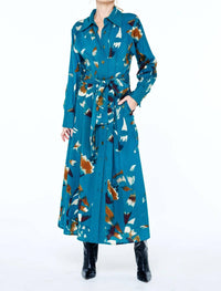 Ciebon - Women's Printed Seersucker Maxi Shirt Dress