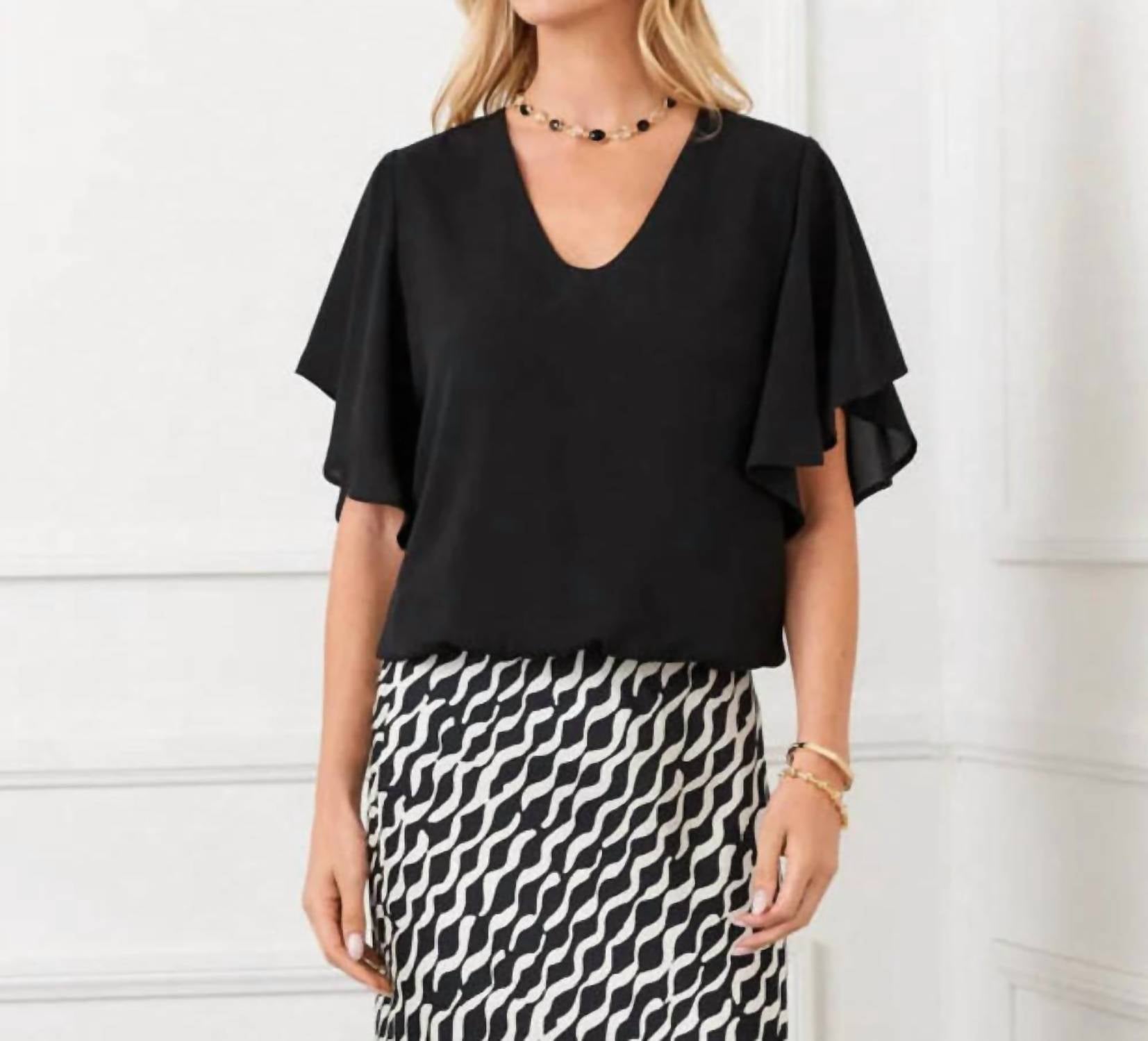 Karen Kane - Flutter Sleeve V-Neck Top