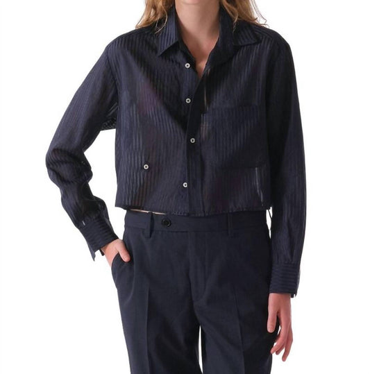 Cissa - Shorty Cotton Silk Sheer Stripe Shirt