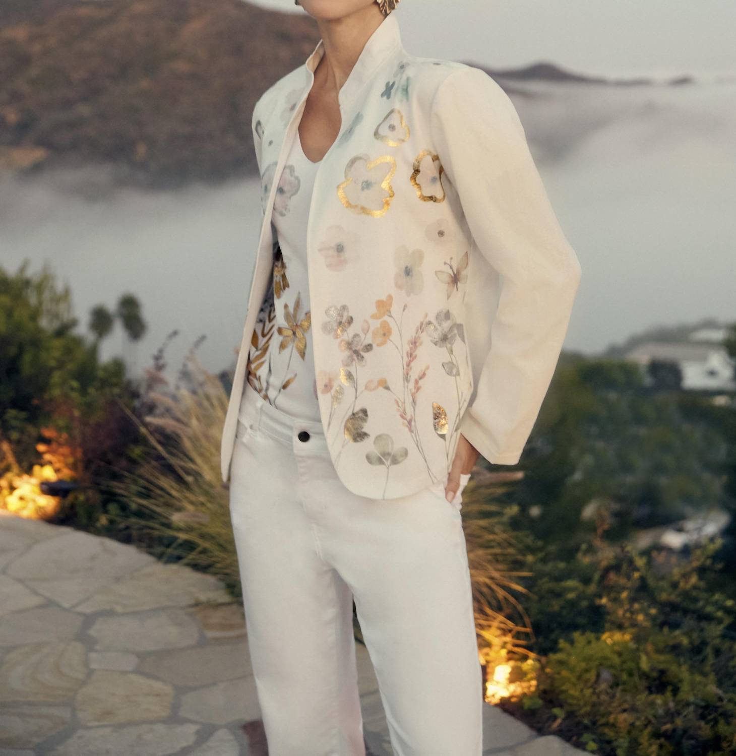 Frank Lyman Ofelia Open Front Lightweight Blazer in white - women's jacket