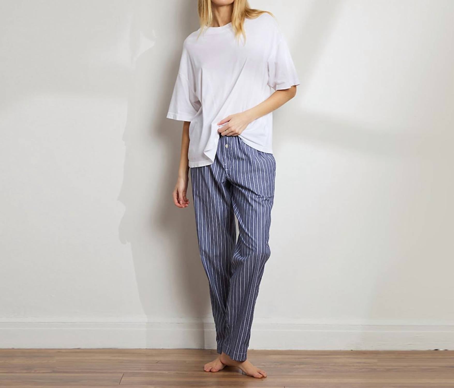The Sleep Code - Unisex Striped Cotton Boyfriend Pant