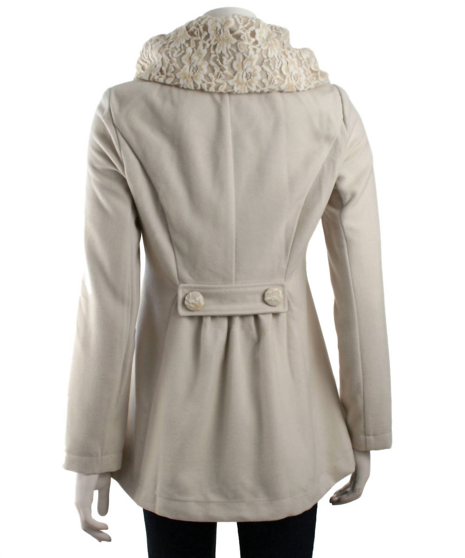 Ryu - Women's Long Sleeve Coat With Oversized Collar
