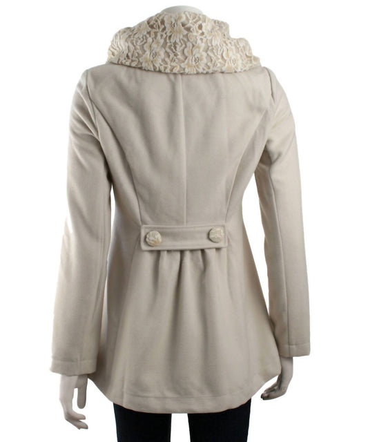 Ryu - Women's Long Sleeve Coat With Oversized Collar