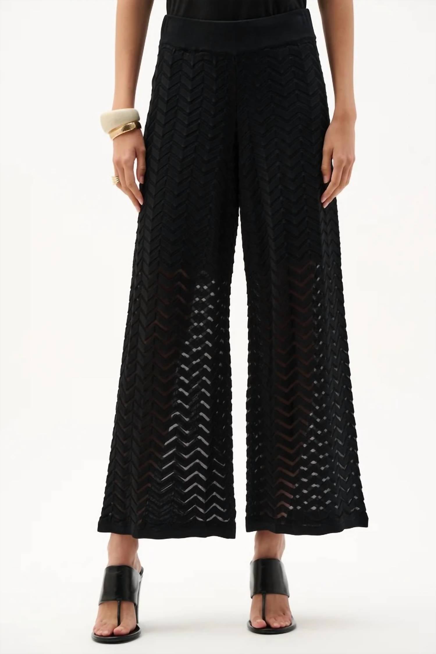 Joseph Ribkoff - Viscose Jacquard Knit Chevron Stitch Culotte Pants
