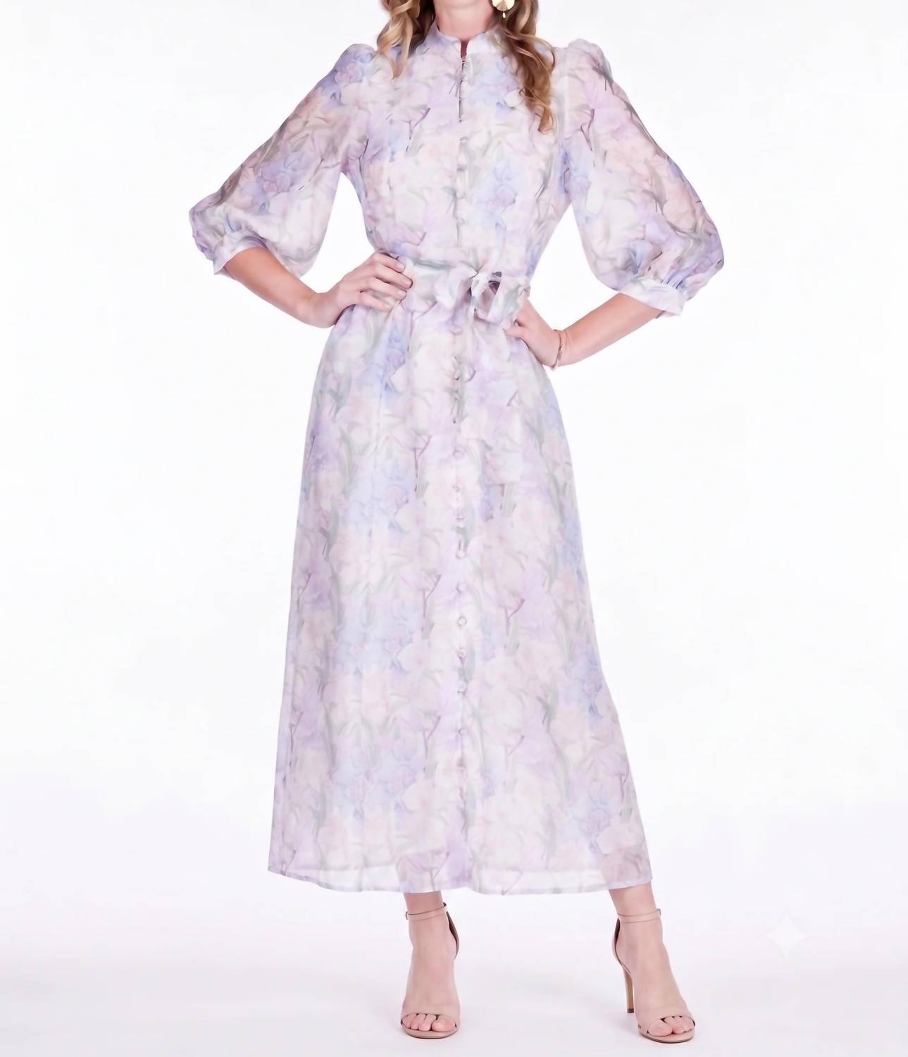 Jade - Stand Collar A-line Midi Dress