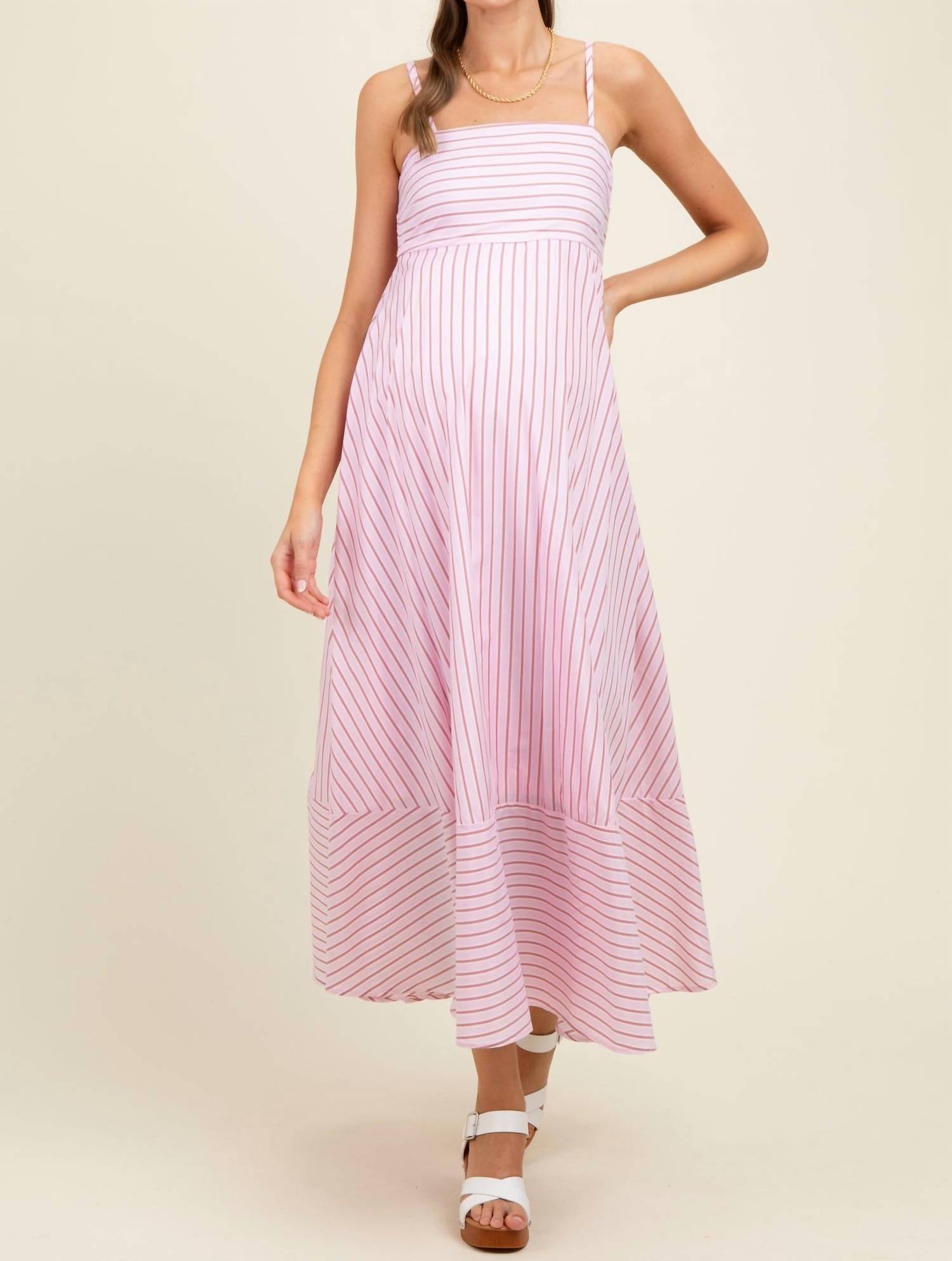 Hem & Thread - Spaghetti Strap Stripe Maxi Dress