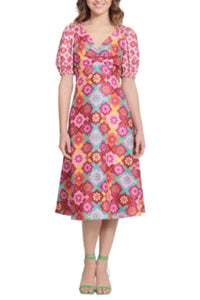 Donna Morgan - Floral Short Sleeve A-line Dress