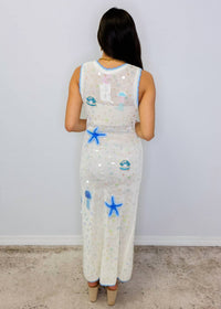 Queen Of Sparkles - Sea Icon Knit Pailette Tank Midi Dress